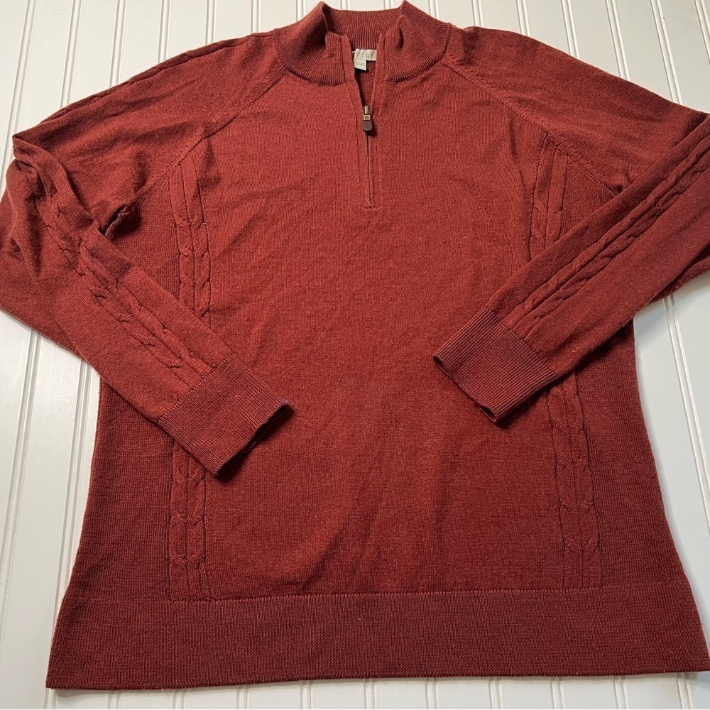 Orvis Mens  100% Merino Wool 1/4 Zip Pullover Sweater Large. 833